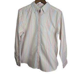 Cabin Creek Women's Wrinkle Free Strain Release Pastel Striped Button Down sz 8